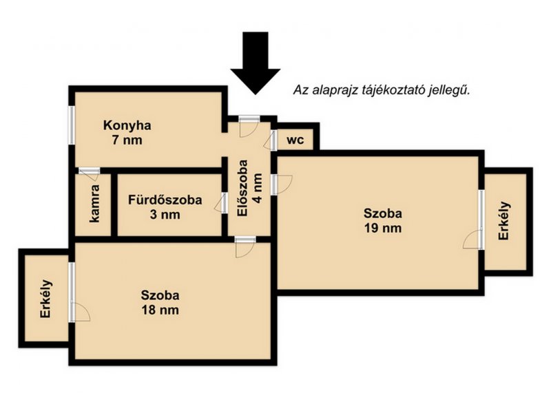 2 szobás, 2 erkélyes, lakás eladó