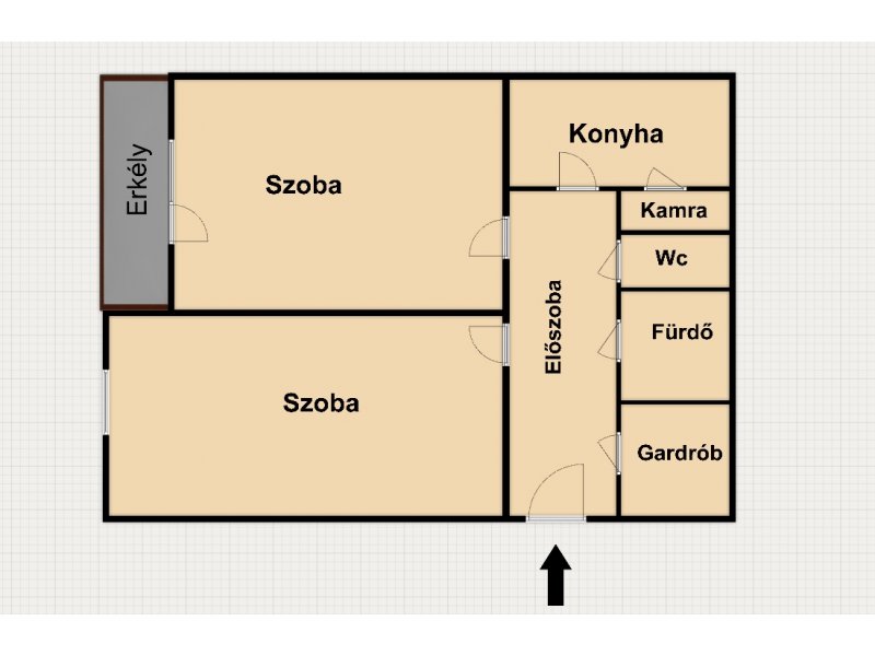 Eladó külön nyíló 2 szobás az Etele úton, panelprogramos házban!